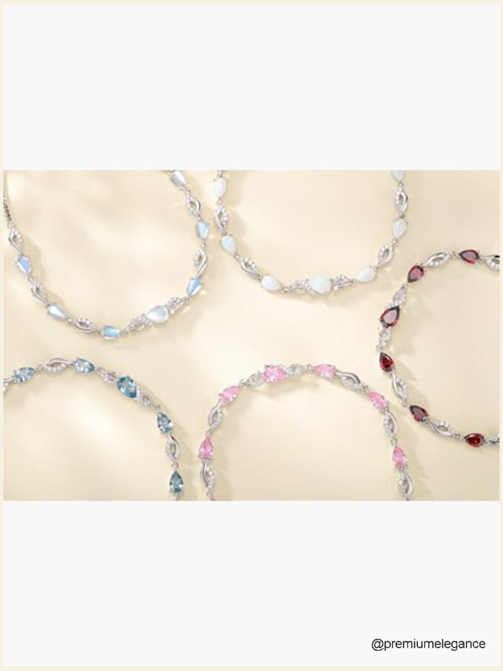 Sterling Silver Birthstone Teardrop Tennis Bracelet Adjustable - Picture 4 of 7